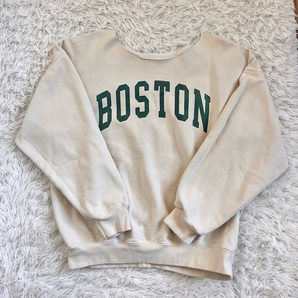 Brandy melville john galt boston off the shoulder cream sweatshirt